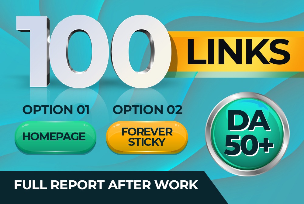 100 Unique DA50+ Homepage Backlinks on Aged domains with full report after work 
