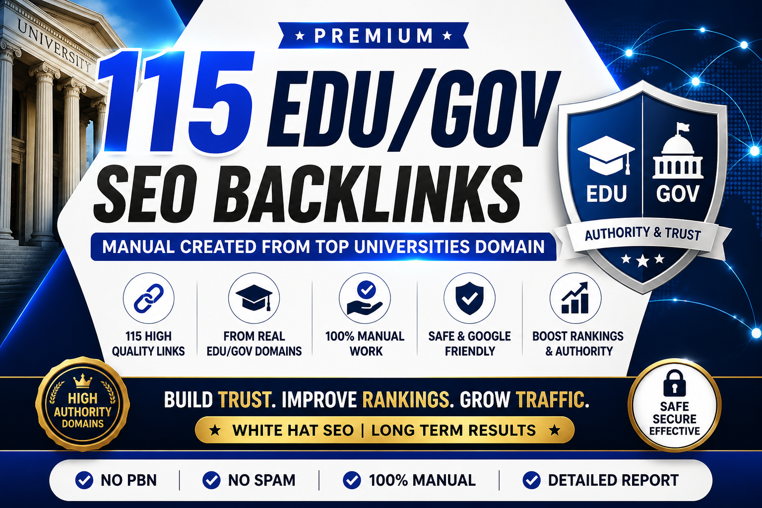 TOP Premium Quality 115 Backlinks From MIX UNI & Official Authority Links 