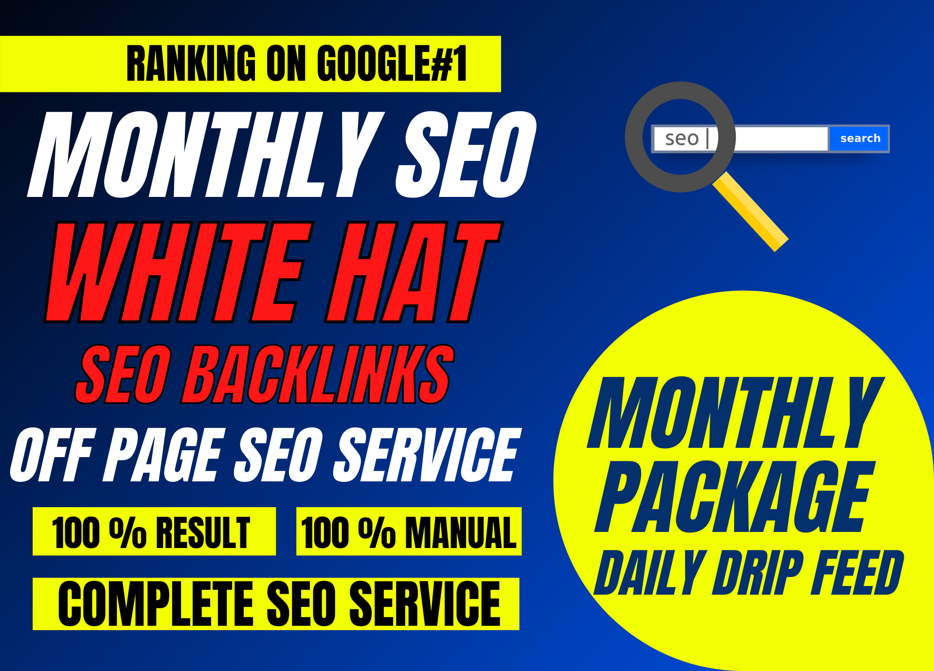 Rank Page 1 - Monthly Seo Package With Daily Reports, Done Manually