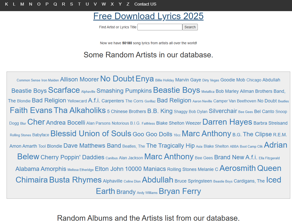 Song Lyrics Script (PHP) and Song's Database