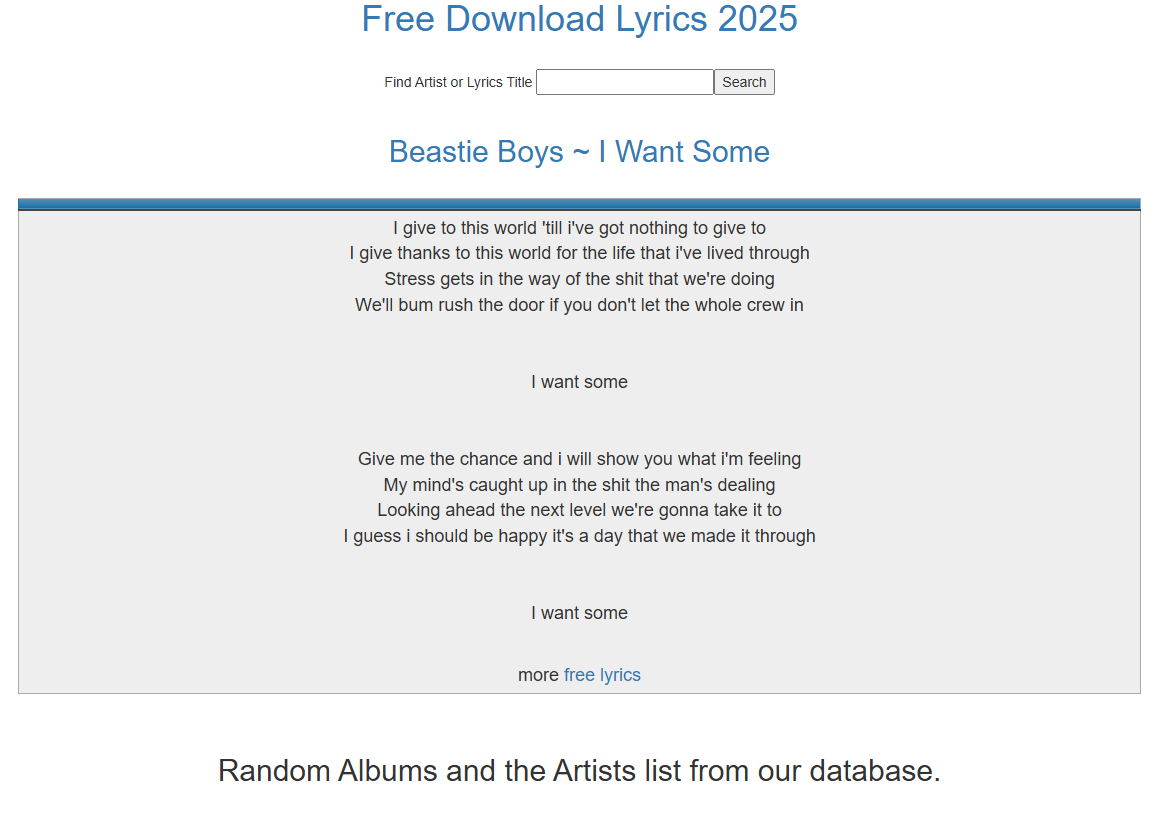 Song Lyrics Script (PHP) and Song's Database
