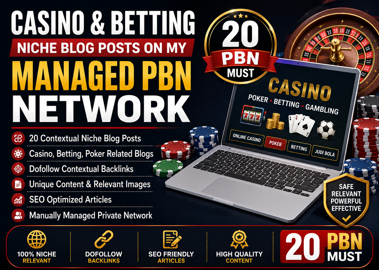 Publish 20 Casino And Betting Contextual Posts On Private PBN