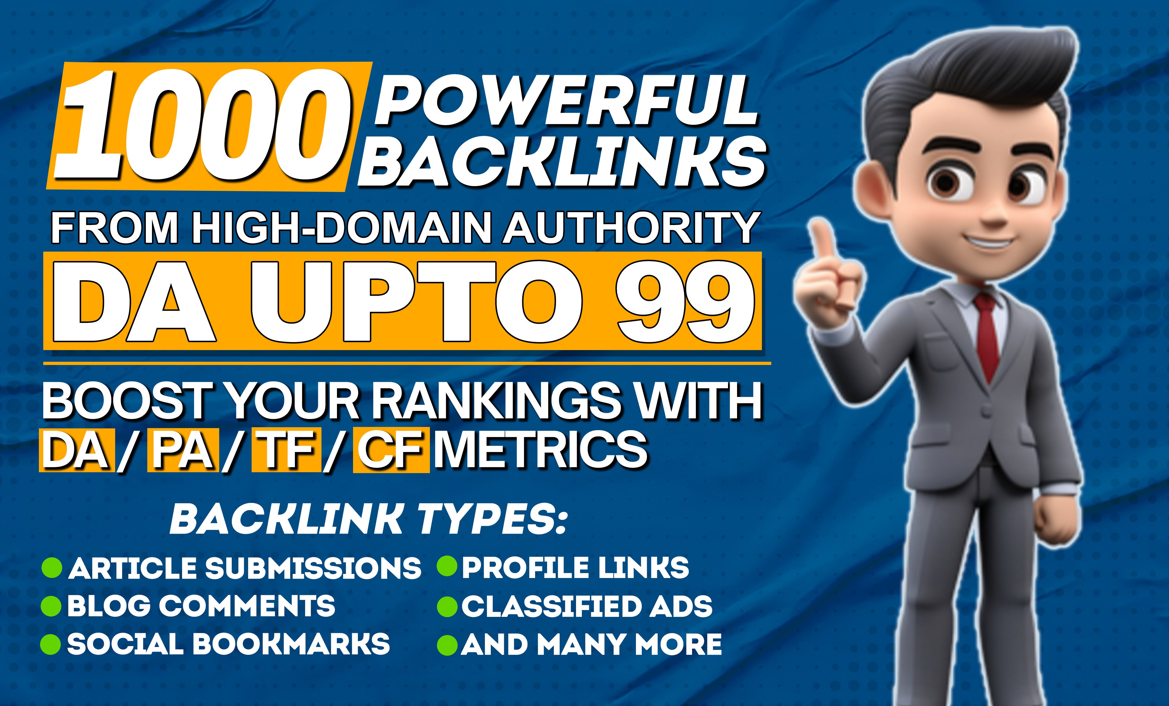Boost Your SEO Power with All in one 1000 High-Authority Mix Backlinks (PA / DA / TF / CF Up to 100)