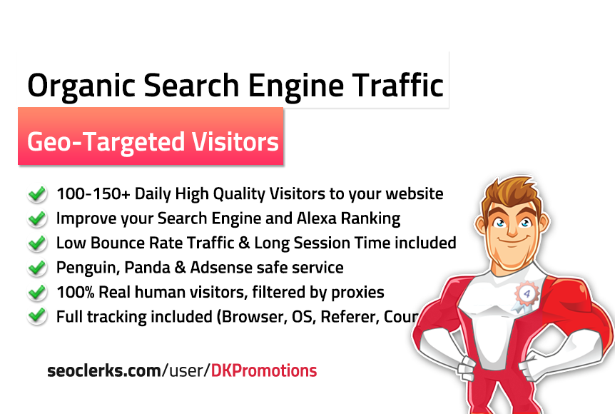 ORGANIC Keyword Targeted Search Engine Traffic w/ Bounce Rate Booster