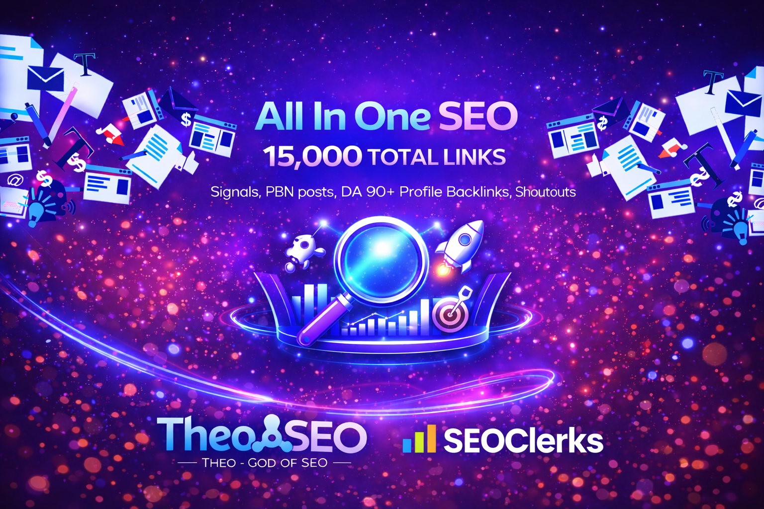All In One SEO - 15,000 Total Links - Signals, PBN posts, DA 90+ Profile Backlinks, Shoutouts 