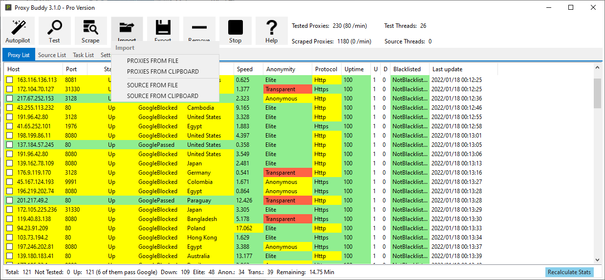 Fully Automated SEO Proxy Scraper and Tester (Harvest, Test, Filter, Export, Upload, Mail)