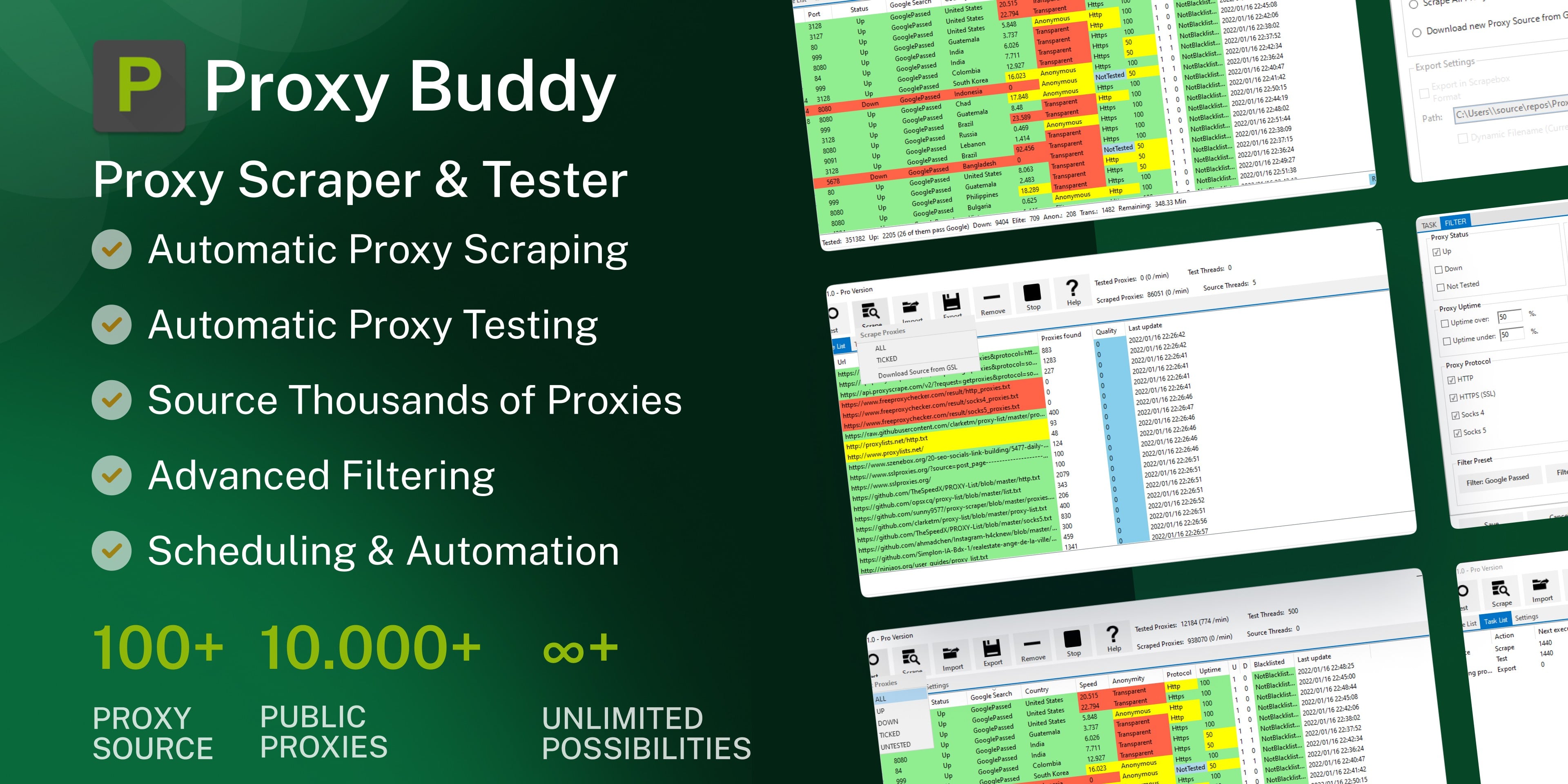 Fully Automated SEO Proxy Scraper and Tester (Harvest, Test, Filter, Export, Upload, Mail)