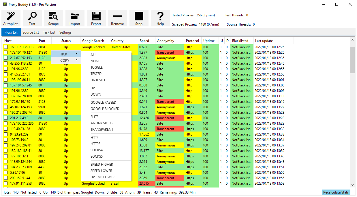 Fully Automated SEO Proxy Scraper and Tester (Harvest, Test, Filter, Export, Upload, Mail)