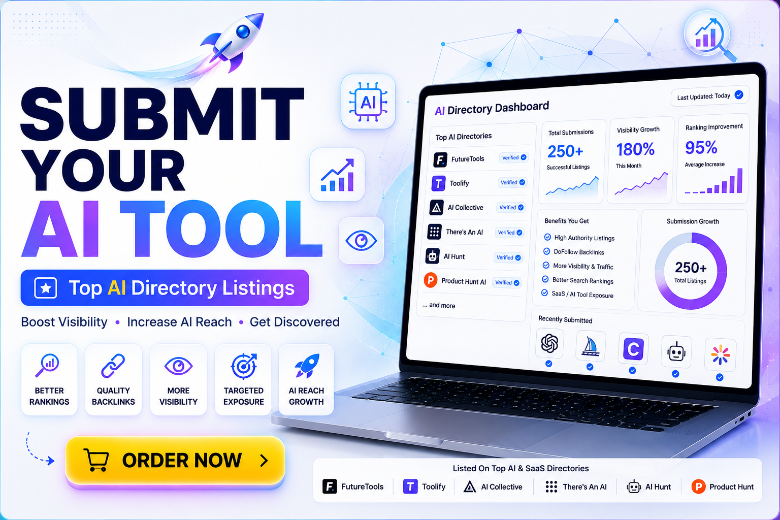I will submit AI Tool or SaaS Product to Top 100 AI Directories