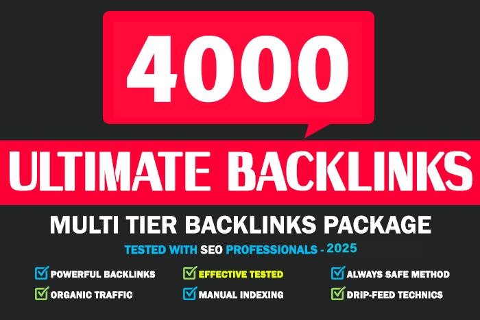 Ultimate Backlinks - 500 Tier 1 Backlinks, 3500 Tier 2 Backlinks manual drip-feed indexing