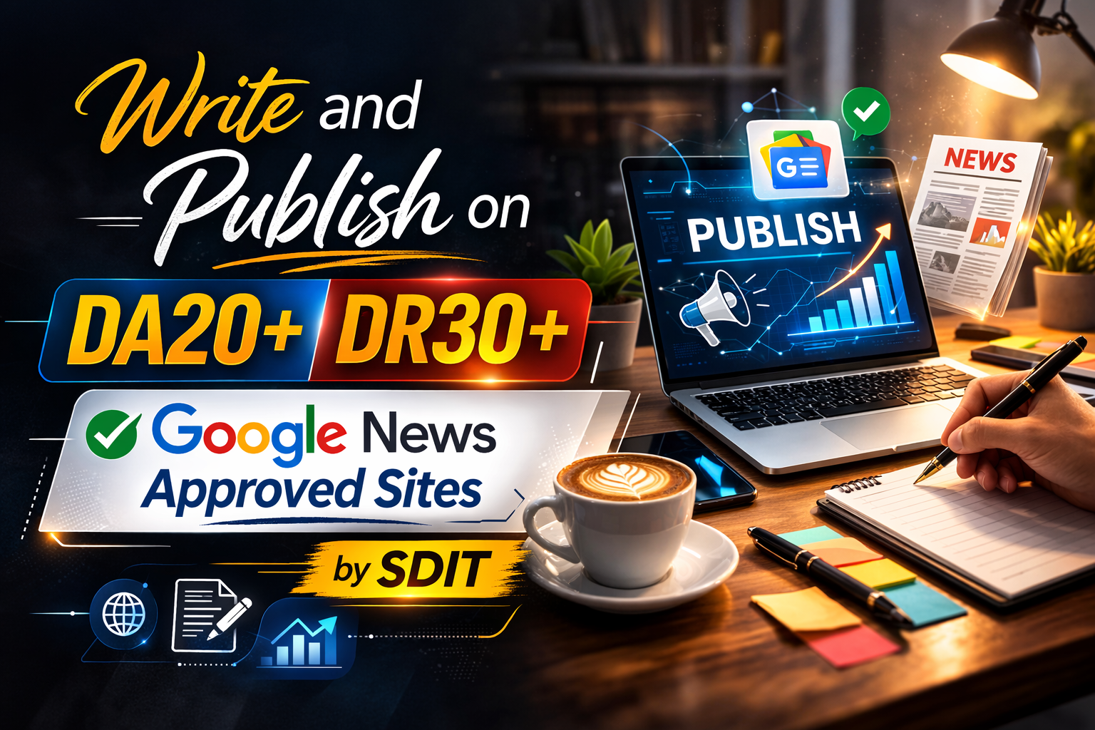 Write and Publish on 20 DA20+ DR30+ Google News Approved Sites