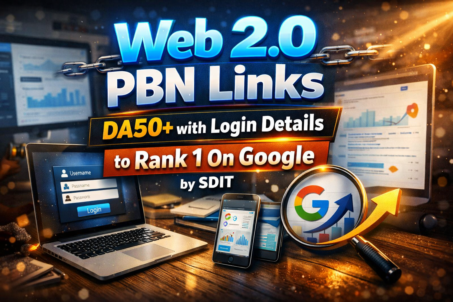 35 Web 2.0 PBN Links - DA50+ with Login Details to Rank 1 On Google 