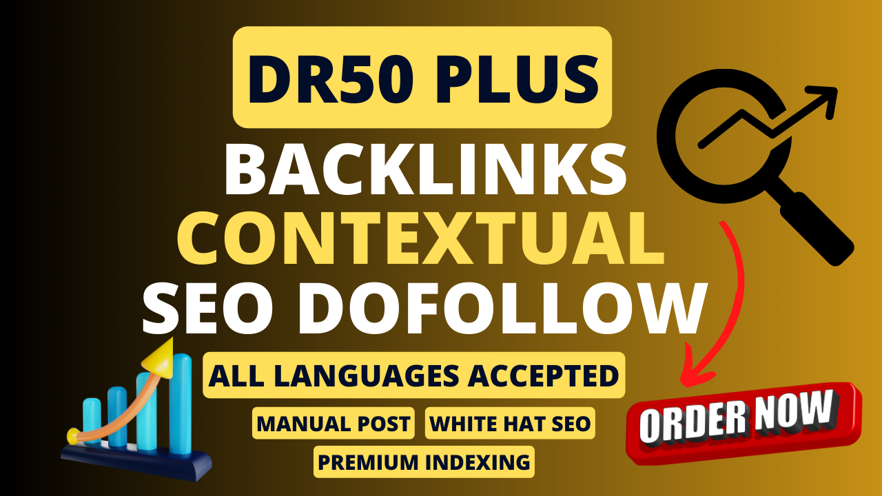 I will do manual dr50 SEO contextual dofollow backlinks manual link building service