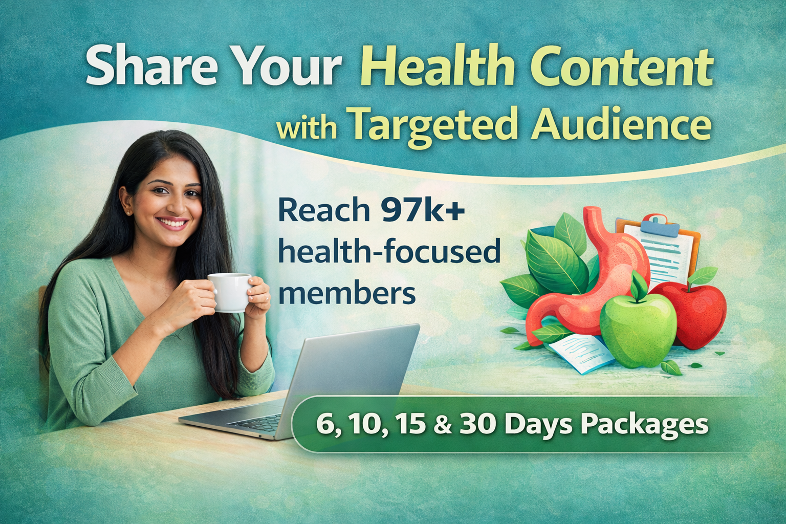 I will share your health and wellness related content with a targeted online audience