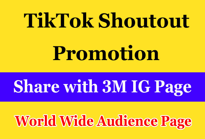 TikTok Promotion via Share on 3M Instagram Followers Page  