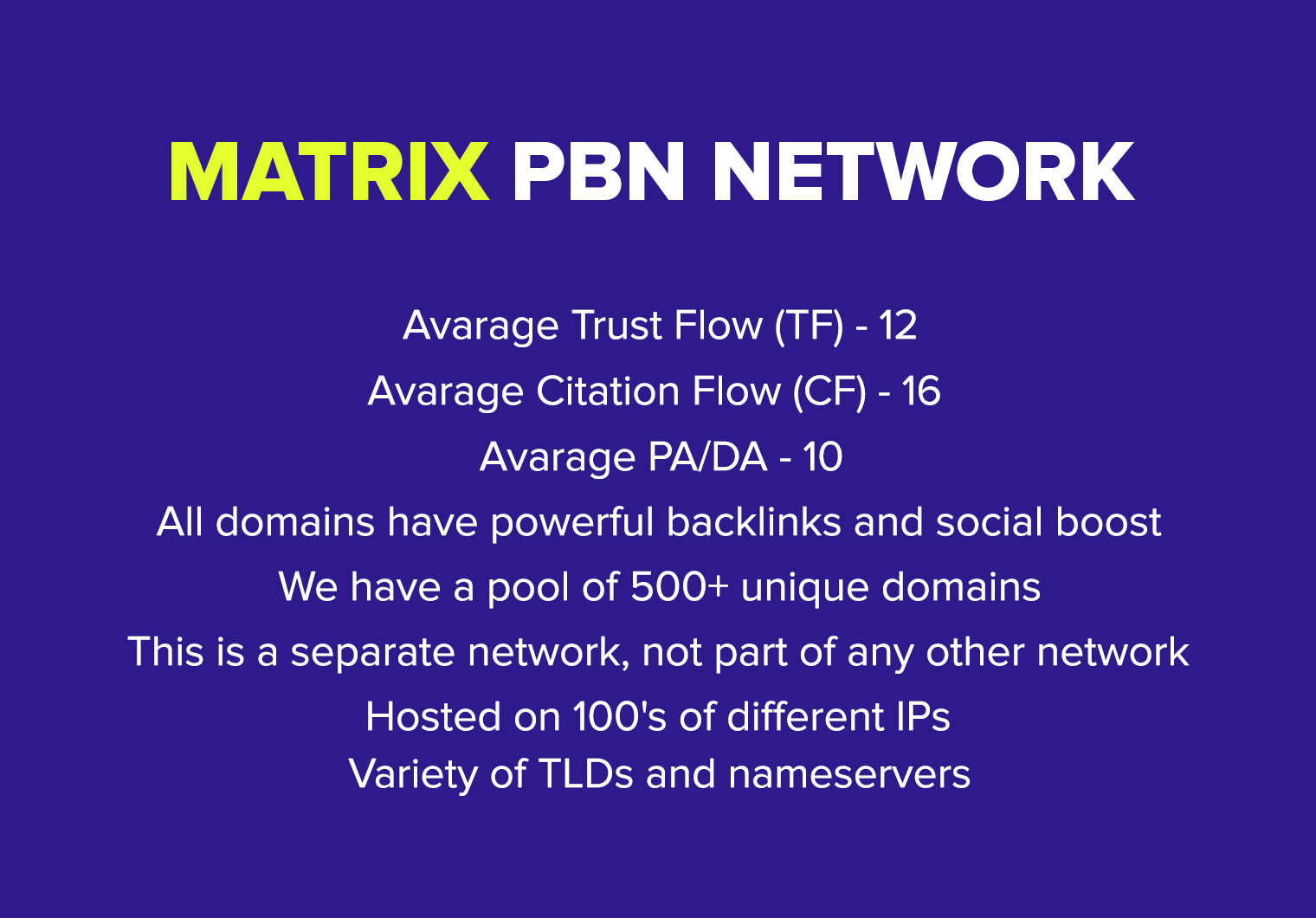 MATRIX PBN Network - 250 PBN Posts - The Best Tier 2 PBN Links