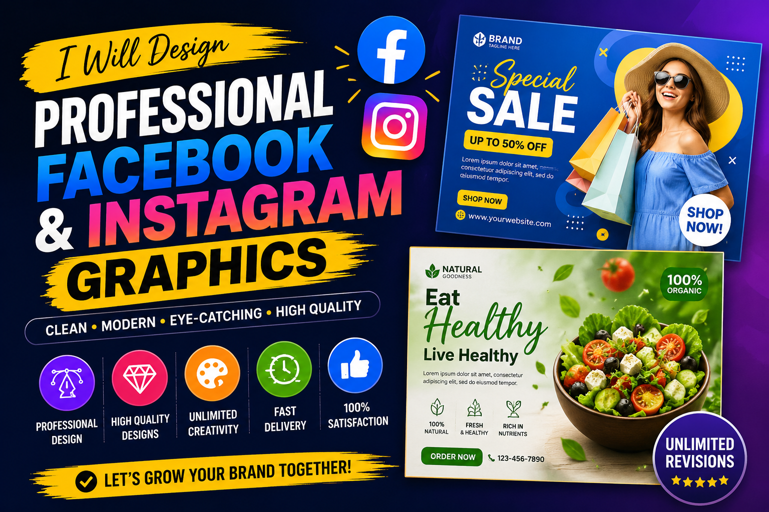 I Will Design Professional Facebook and Instagram Graphics