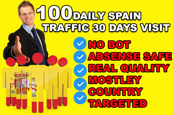 100 REAL Spain visitors DAILY to your website for 30 days