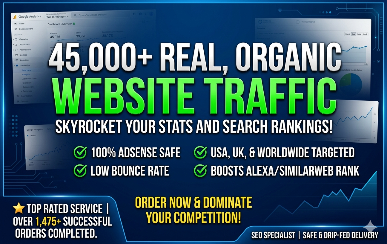deliver 45,000 real organic targeted website traffic USA UK worldwide