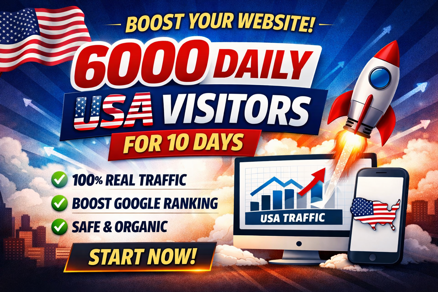 Massive 6000 Daily USA Traffic for 10 Days &ndash; Increase SEO & Conversions