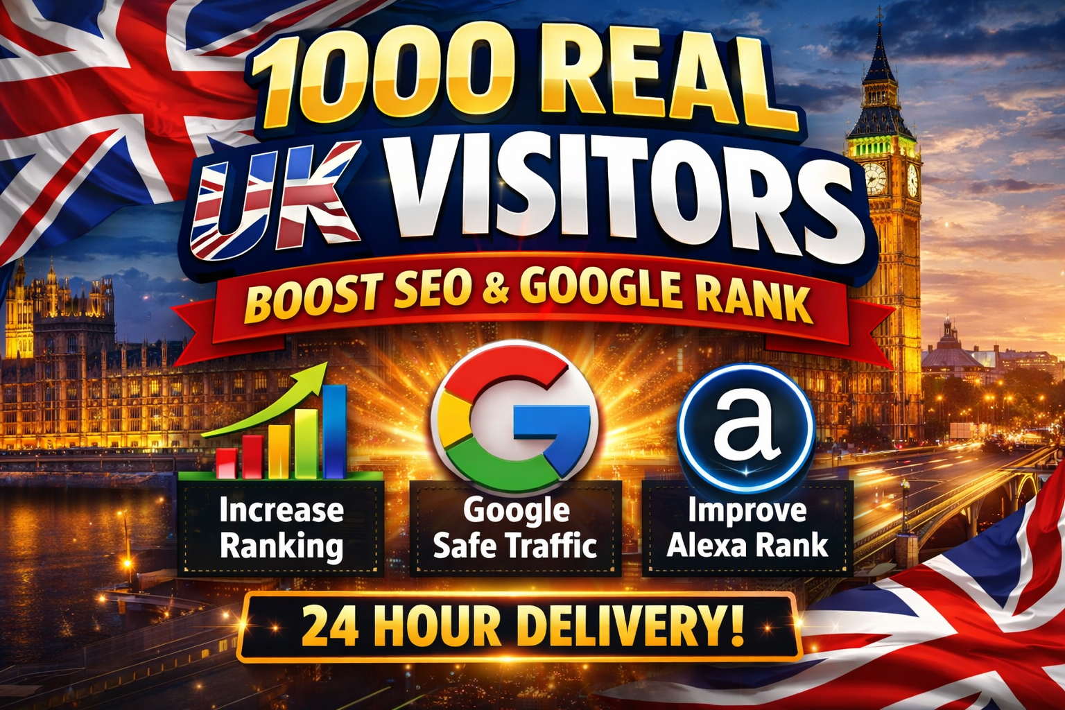 1000 Real UK Website Visitors - Boost SEO & Google Rank