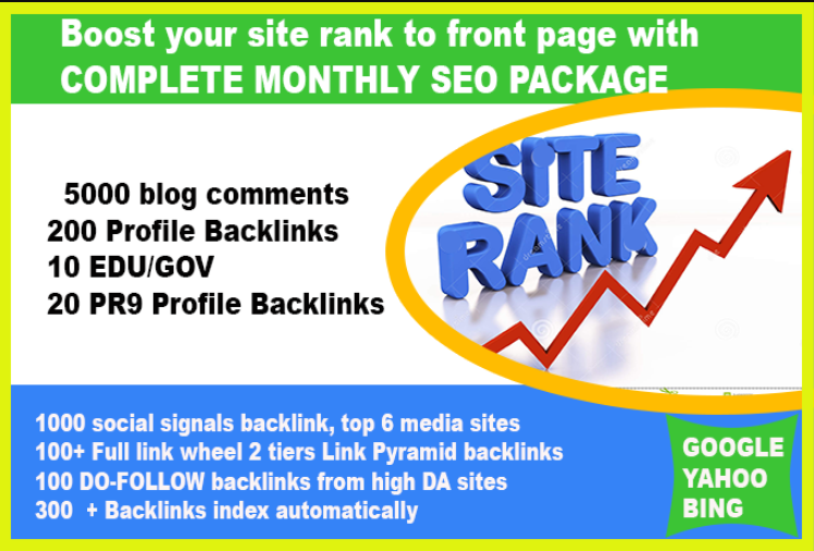 RANK on Google First Page with 6000+ Links COMPLETE MONTHLY SEO PACKAGE 