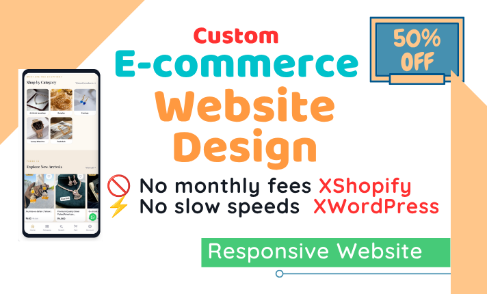 I will design a professional ecommerce website or onl...