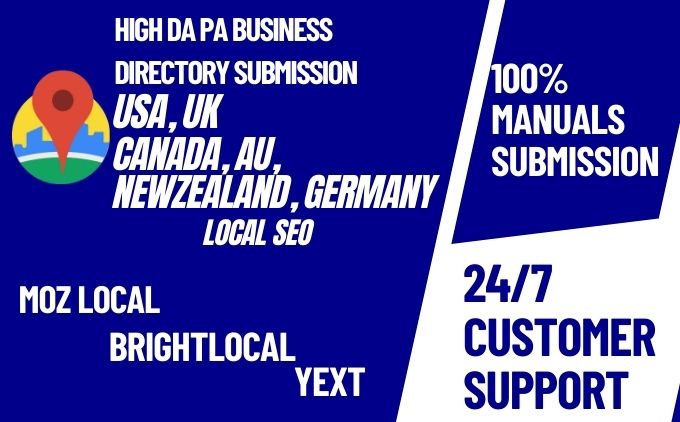I will do To 350 USA/UK/Australia/Canada Local Citations Directory submission Business ListingsLocal