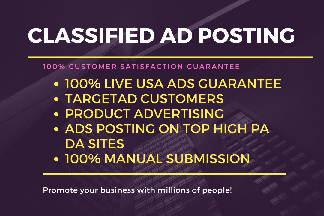 Post 80 Ads To Top Classified (USA,UK,CANADA) Ad Posting Sites.