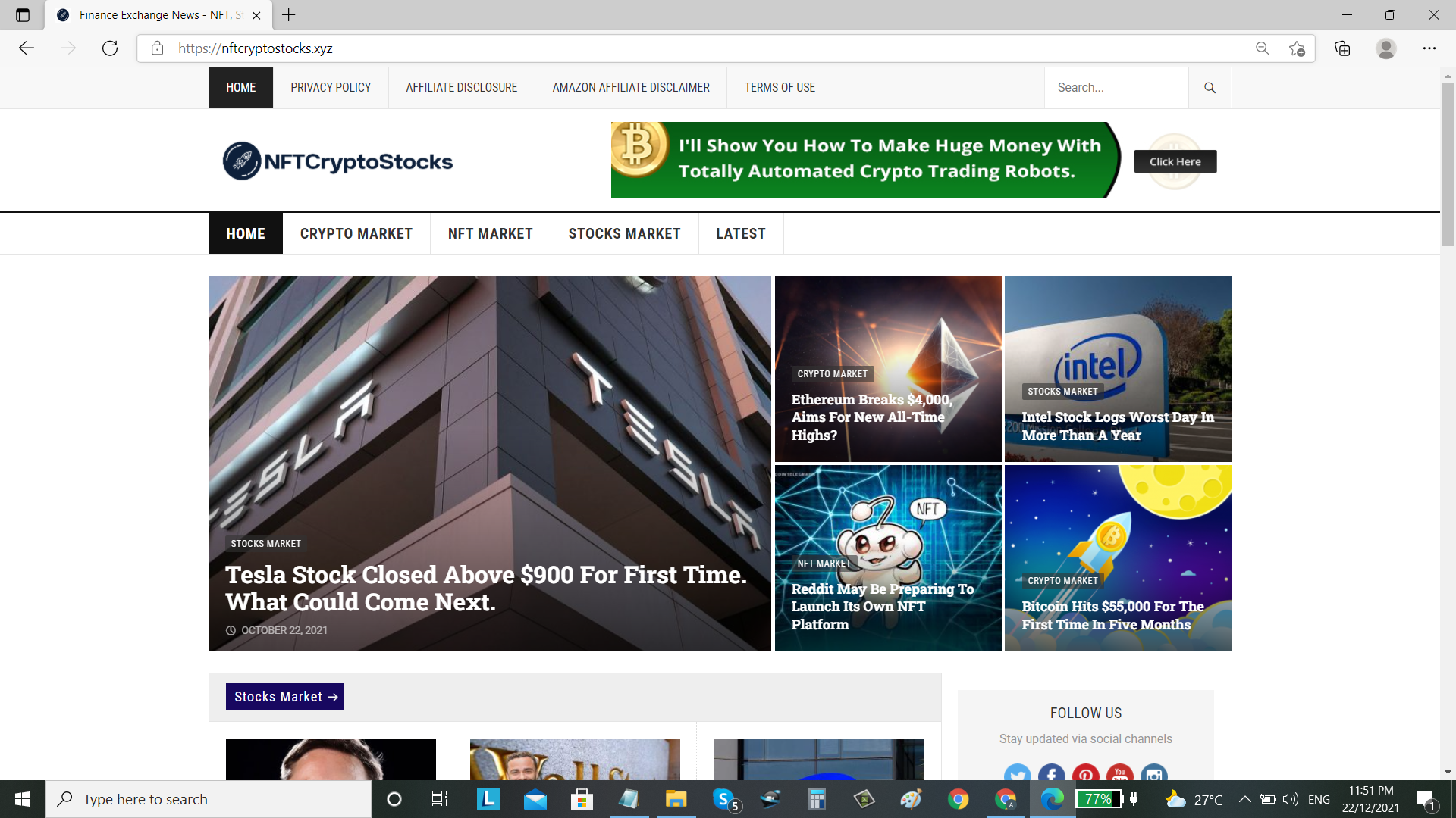 I will install automated NFT, Crypto and Stocks Wordpress News Site