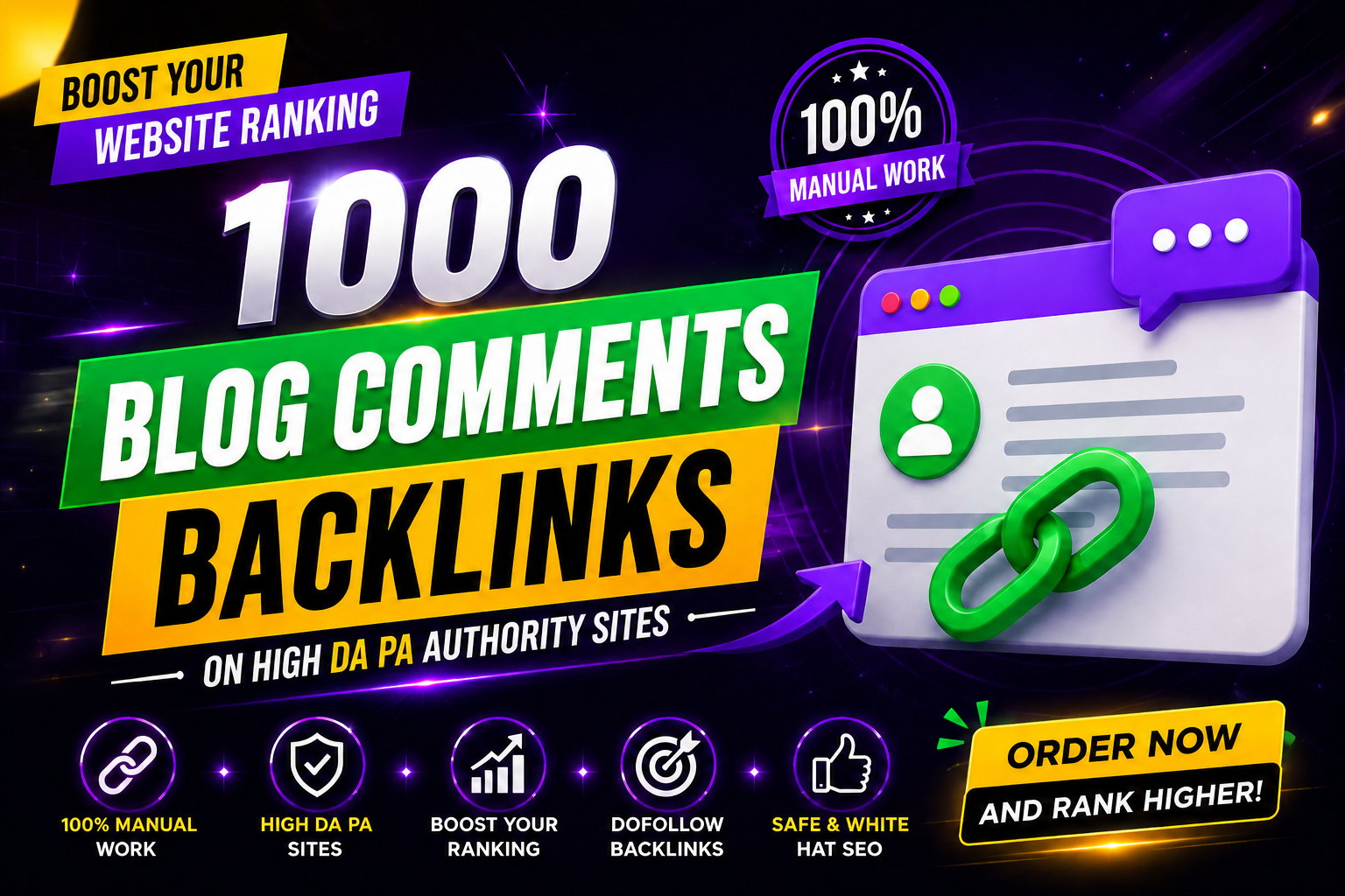I will build 1000 manual contextual do-follow comment backlinks on high DA sites