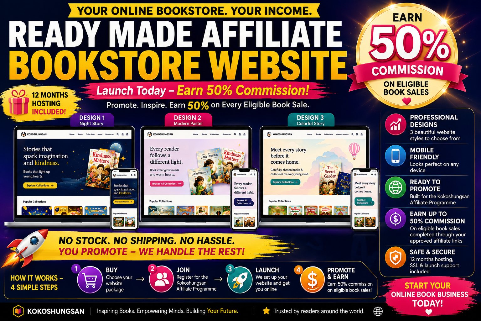 I will create a ready-made affiliate bookshop with hosting