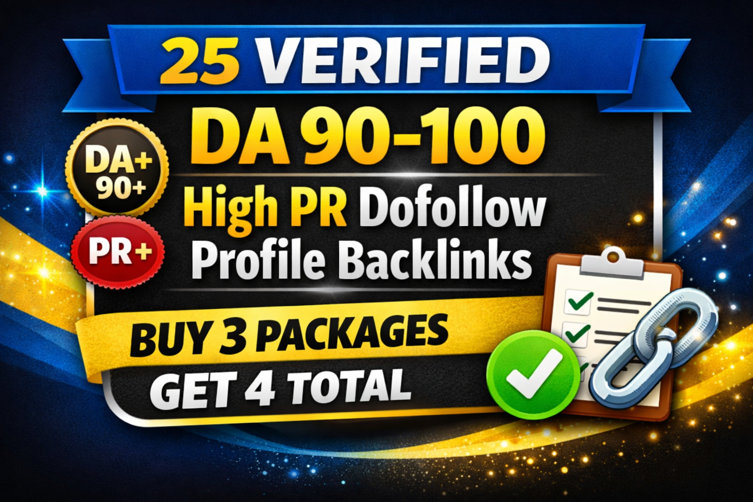25 Verified DA 90&ndash;100 High PR Dofollow Profile Backlinks &ndash; Buy 3 Get 4 Packages