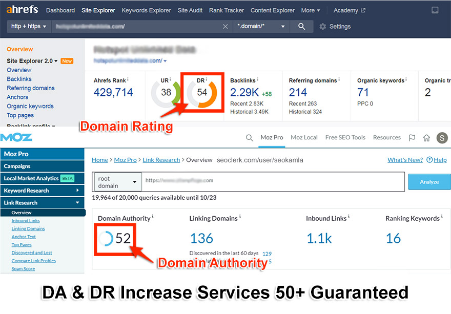 DA and DR Increase Services (50+ Guaranteed)