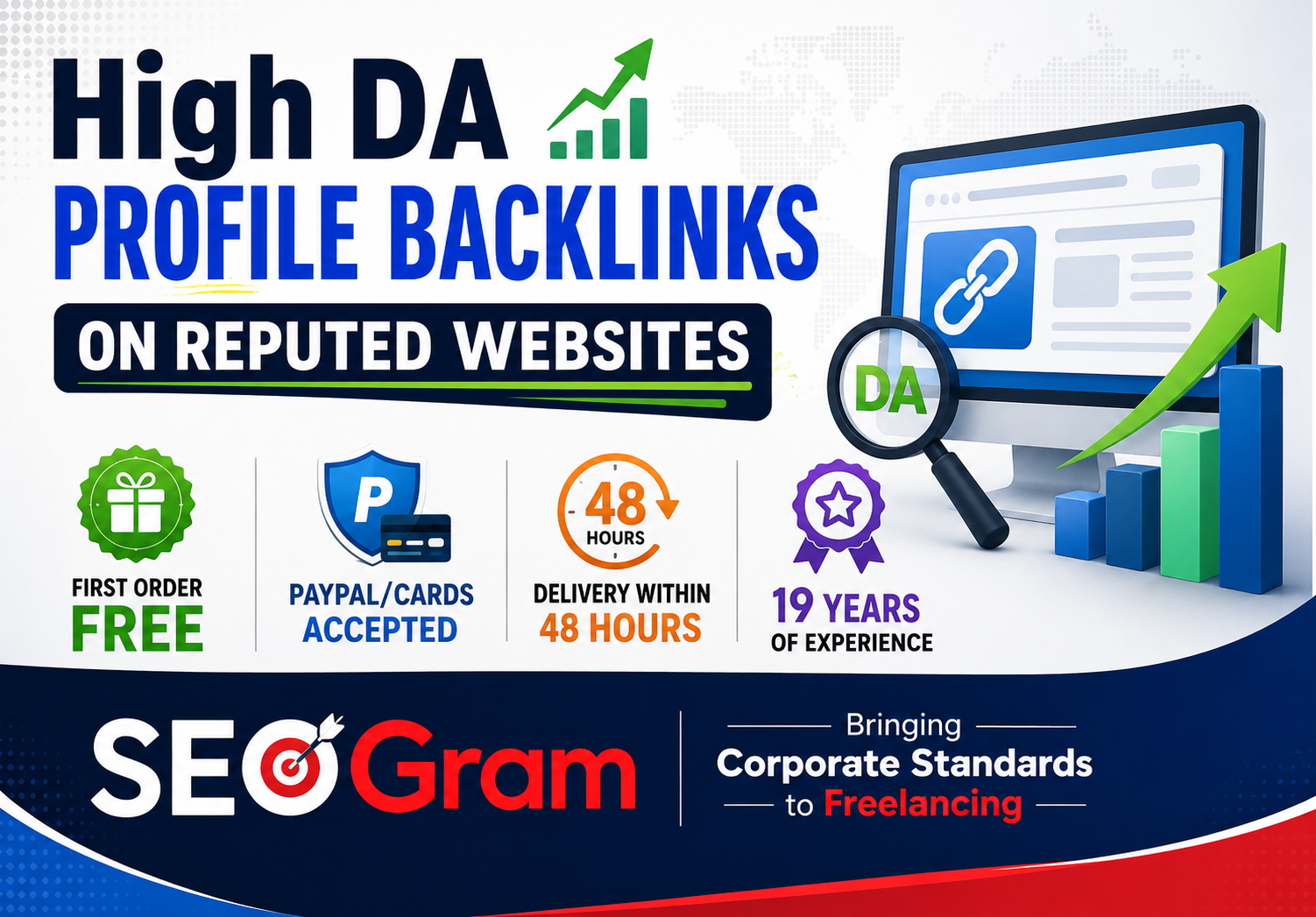 First Order Free - Delivery Within 48 Hrs - DA40-100 Profile Backlinks on Reputed Websites