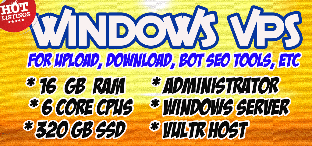 (HOT SALE) Windows VPS RDP 16 GB RAM 6 CPUs 320 GB SSD 