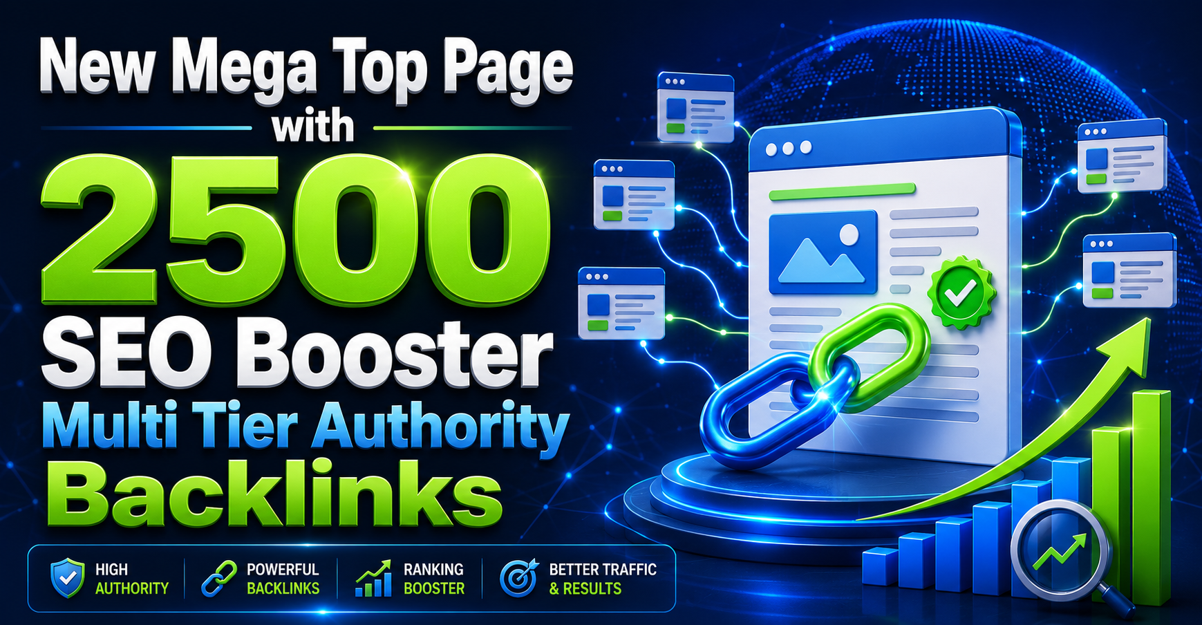 New Mega Top Page with 2500 SEO Booster Multi Tier Authority Backlinks