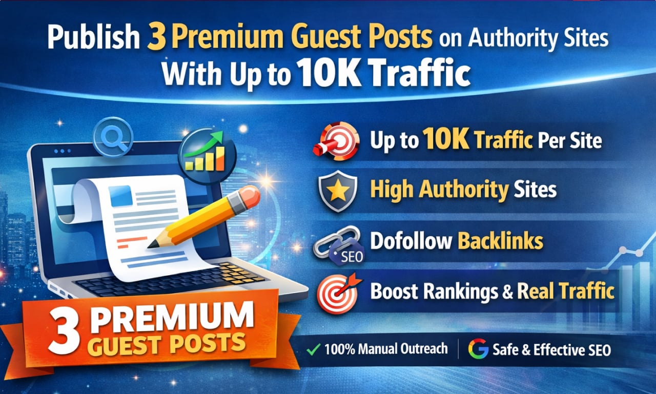 Publish 3 Premium Guest Posts on Authority Sites With Up to 10K Traffic Ascend SEO