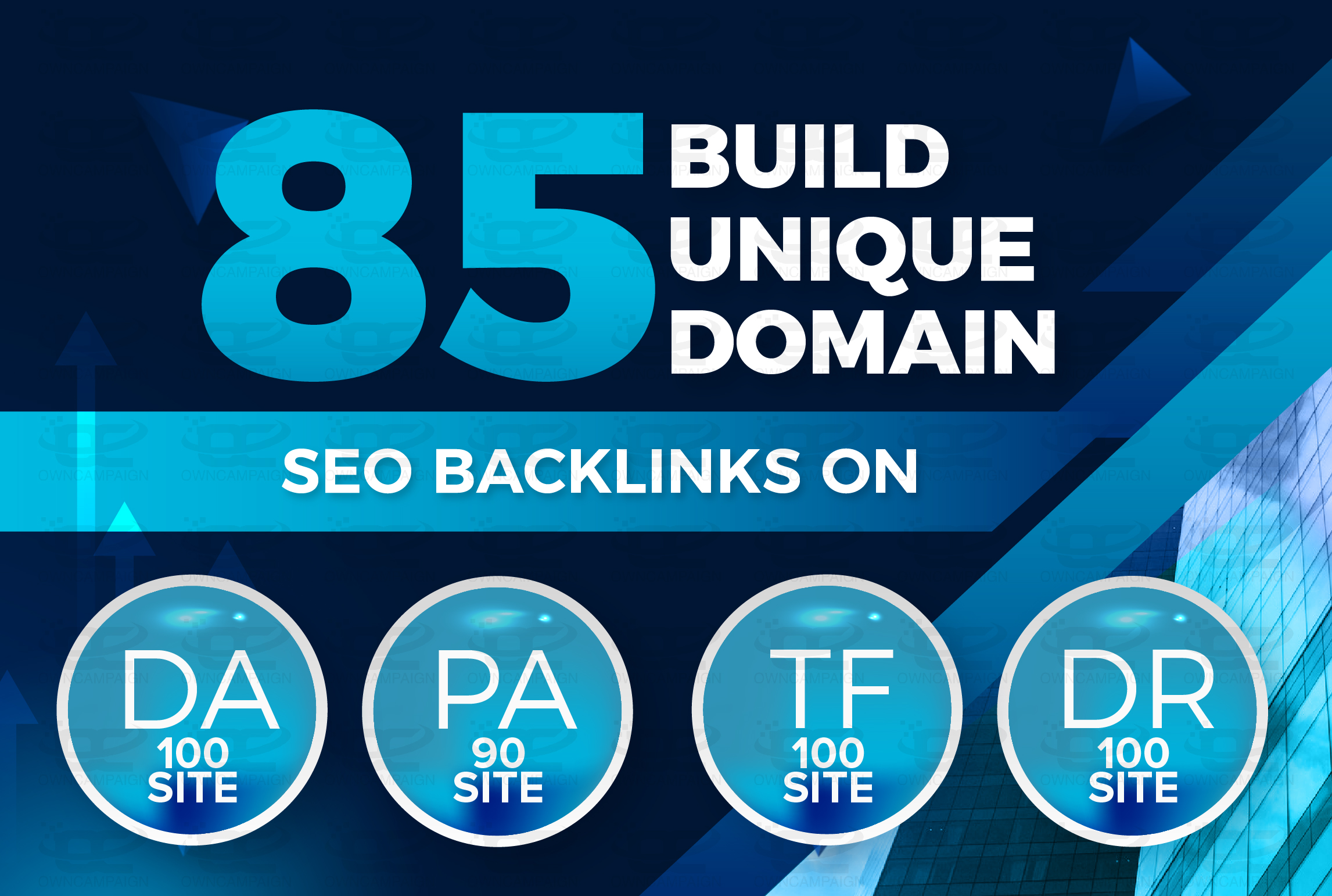 Build 85 Unique Domain SEO Backlinks On Tf 100 Da 100 Sites 