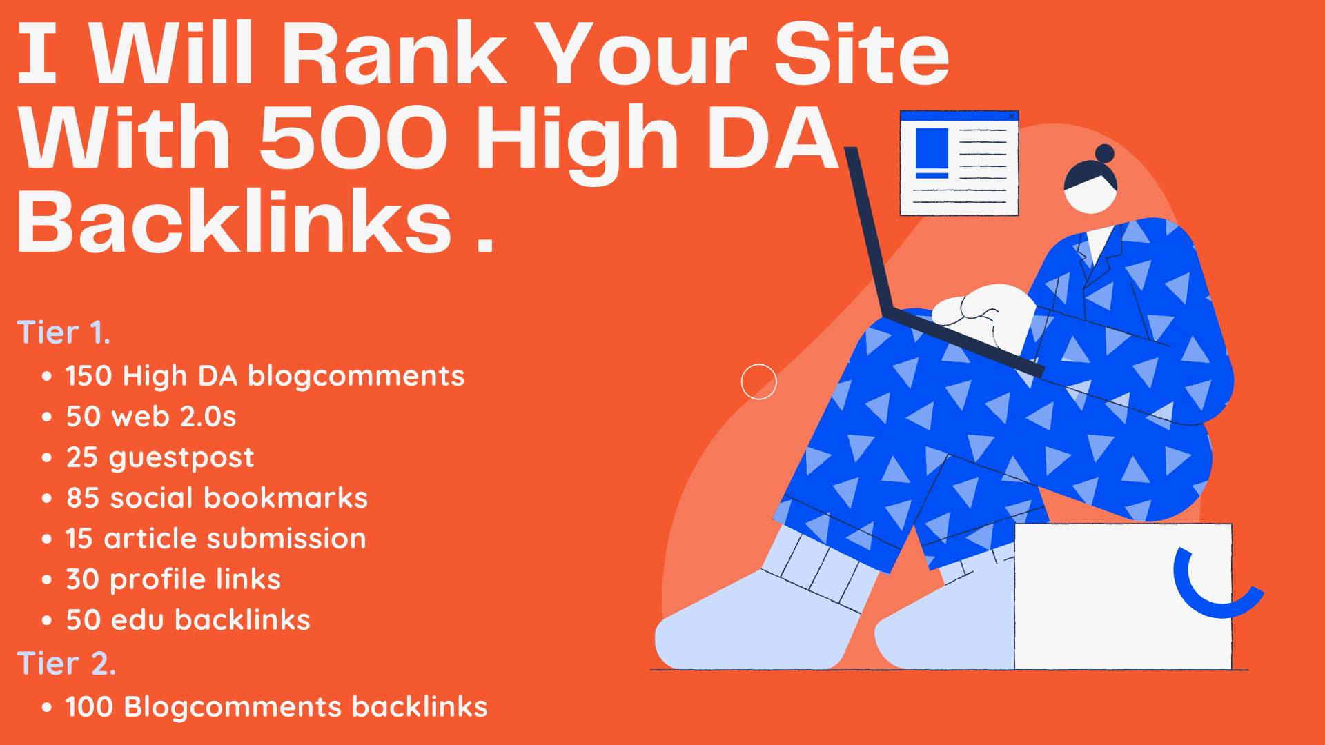 I will sky rocket your website with 500 backlink SEO package