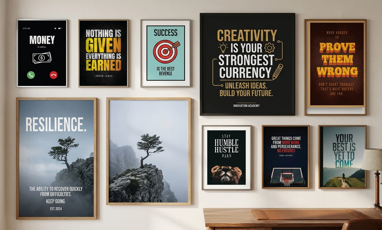 I will design motivational wall art, typography posters with ai