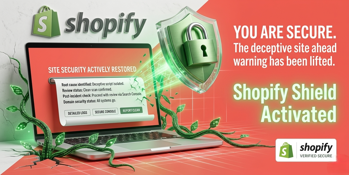 I will remove deceptive site ahead warning on your shopify website