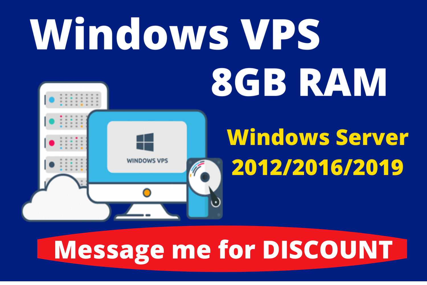 Windows Server 2012/2016/2019 RDP VPS 8GB RAM WITH 80 SSD 2vCPU