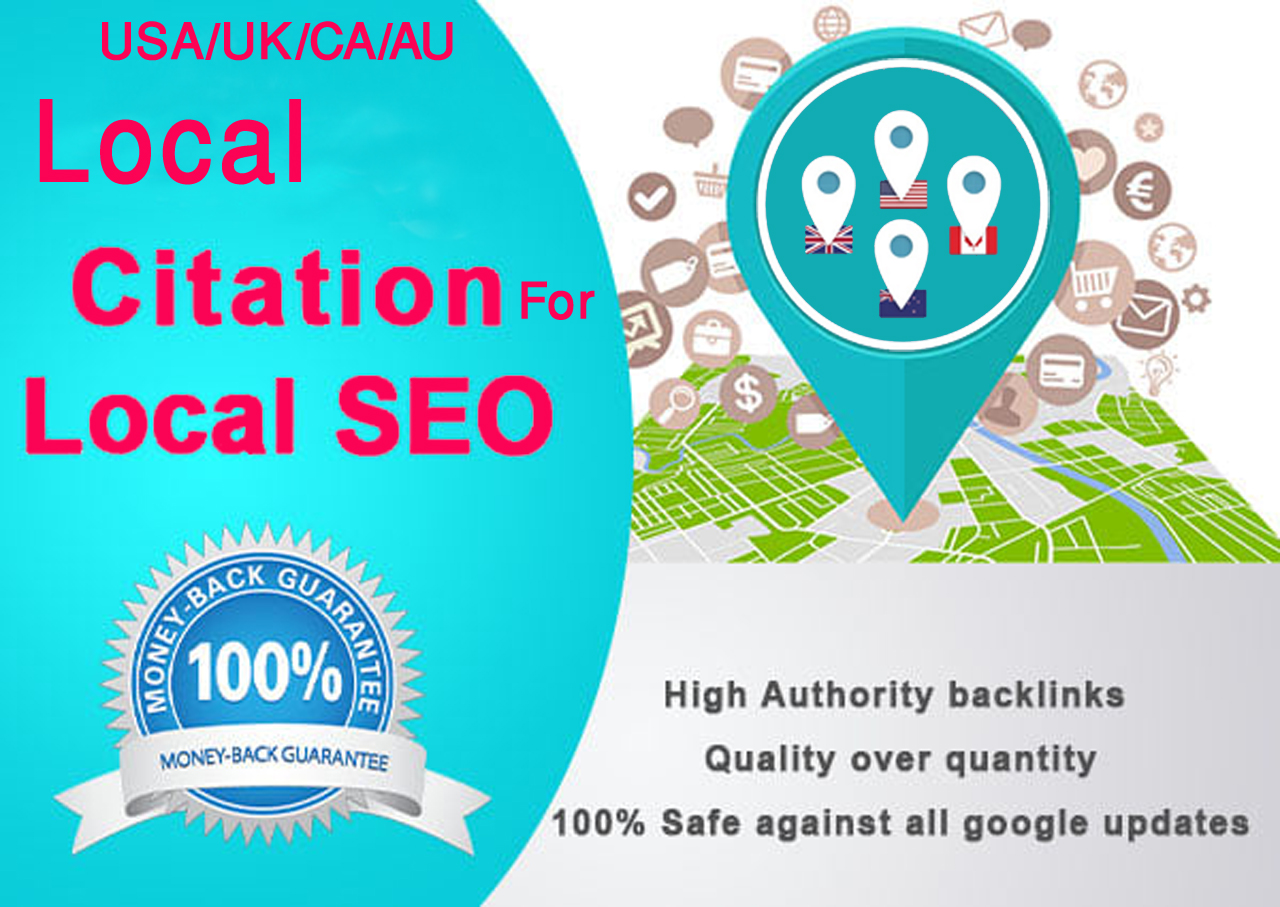 I will Do Manually TOP 40 Live USA/UK/CA/AU Local Citations for Local SEO. Satisfaction Guaranteed!!