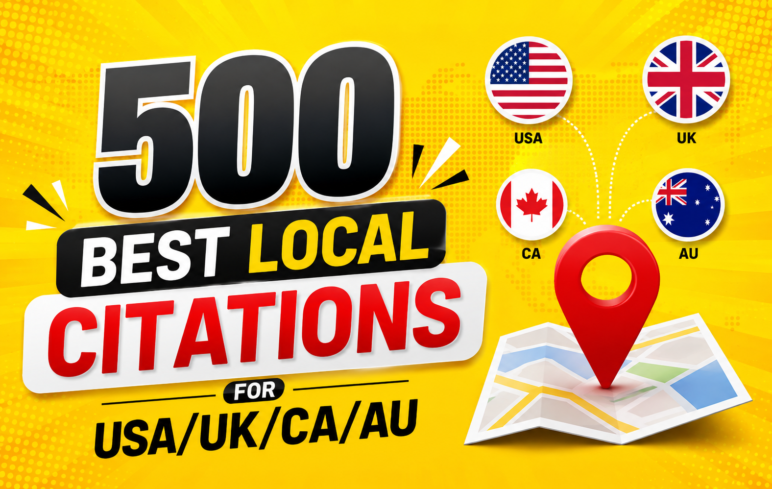I will Do 500 Best Local Citations. You will get best work. Satisfaction Guaranteed!!!
