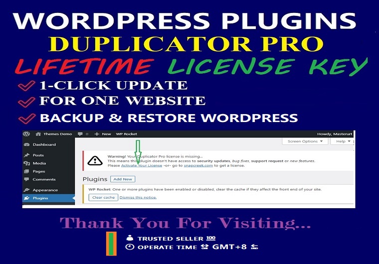 Install Duplicator Pro WordPress Plugin With License Activation For One Website