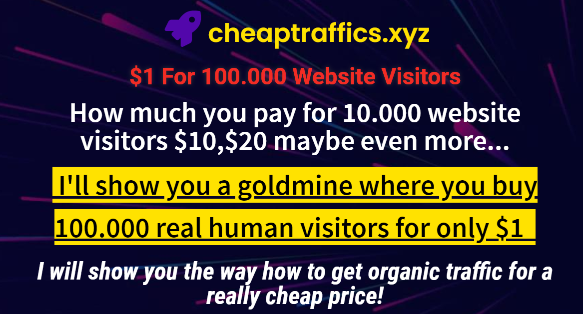 I will show you the way how to get organic traffic for really cheap price