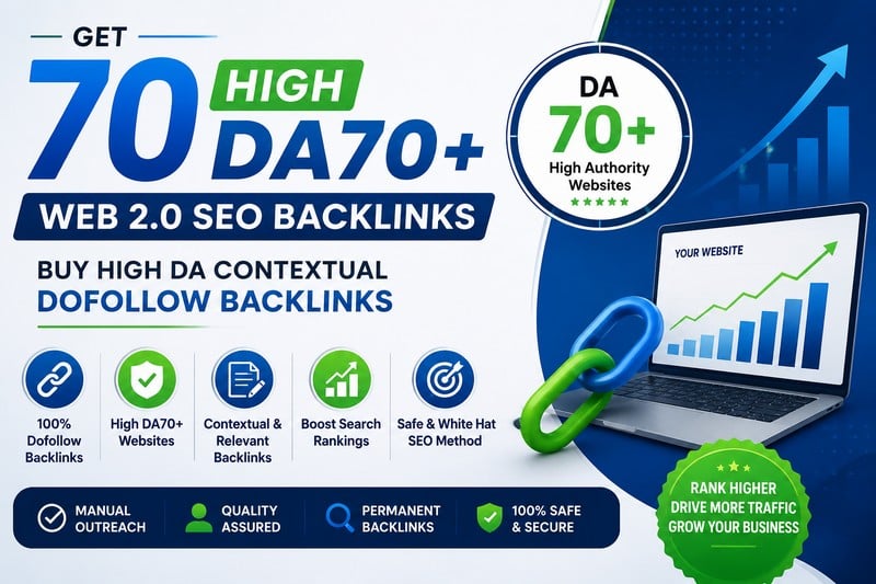 Get 70 High DA70+ WEB 2 SEO Backlinks, buy High DA Contextual Dofollow Backlinks