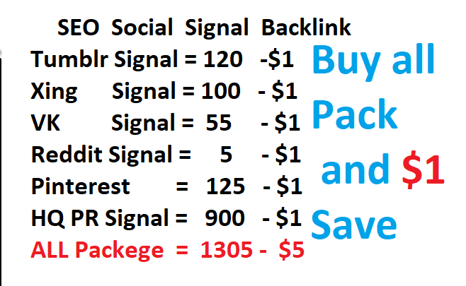 120 Tumblr OR 900 HQ Pr signal OR 100 Xing or 150 Pinterest OR 5 Reddit social signals BACKLINK