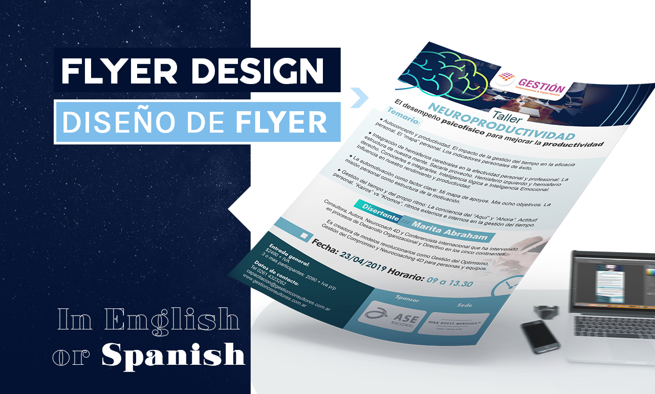 I will design your poster or flyer in Spanish or English / Español o Ingles